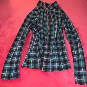 Teal n Pink plaid fleece flannel